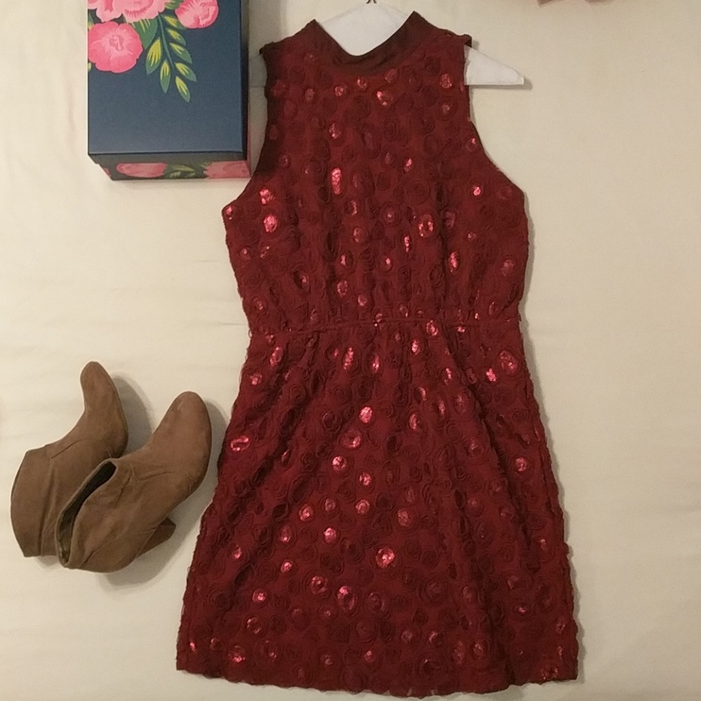 Anthropologie Rose high-neck dress